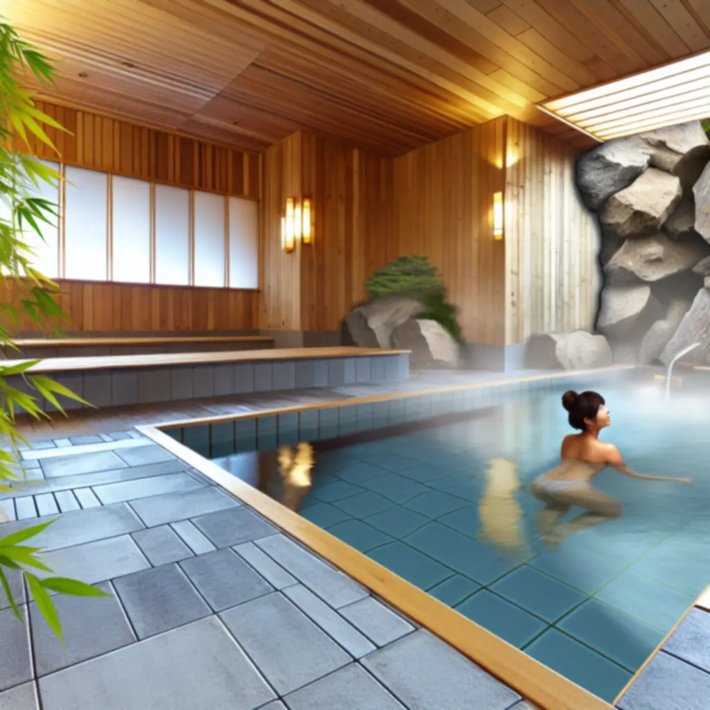 Gość relaksujący się w tradycyjnym onsenie w stylu Hot Springs Story